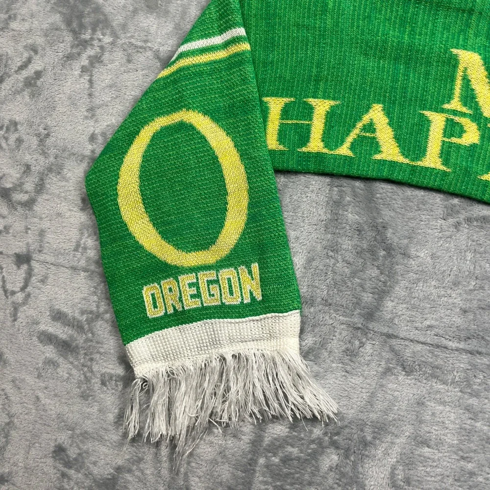 Oregon Ducks U of O Scarf Green Yellow Bo Six Make It Happen Knit Fringe